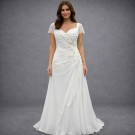 Ιβουάρ Νυφικό Mε Δαντέλα & Κοντό Μανίκι (Size 42-44)