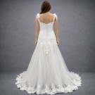 Ιβουάρ Νυφικό Με 3D Λουλούδια & Τιράντες Από Τούλι (Size 36-38)