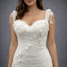 Ιβουάρ Νυφικό Με 3D Λουλούδια & Τιράντες Από Τούλι (Size 36-38)