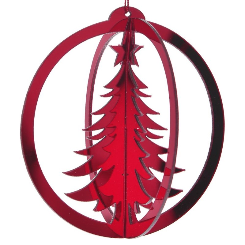 Χριστουγεννιάτικο Στολίδι Μπάλα 3D Μπορντό Σετ 6τμχ. (12εκ.) 67370