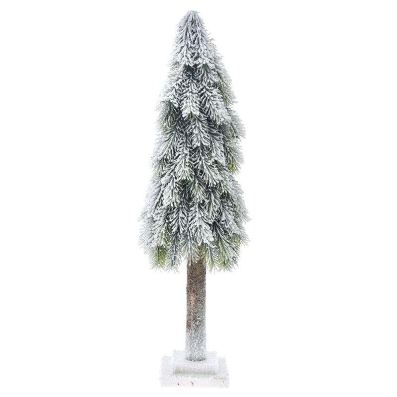 Χριστουγεννιάτικο Δεντράκι (19x19x60εκ.) Χιονισμένο Σε Ξύλινη Βάση 74641