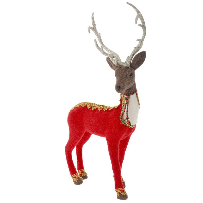 Κόκκινο Ελάφι (27x14x57εκ.) Με Χρυσά Κέρατα 78174 |Sale -40%