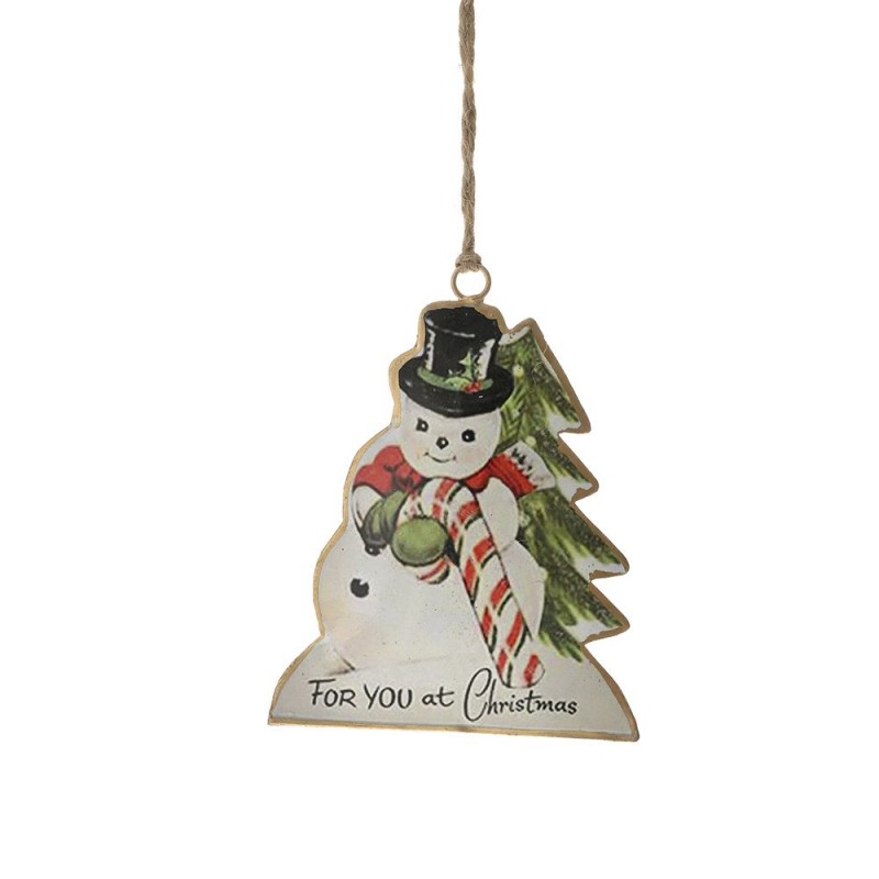 Κρεμαστό Στολίδι Μεταλλικός Χιονάνθρωπος Σετ 6τμχ.(9x11εκ.) 79121