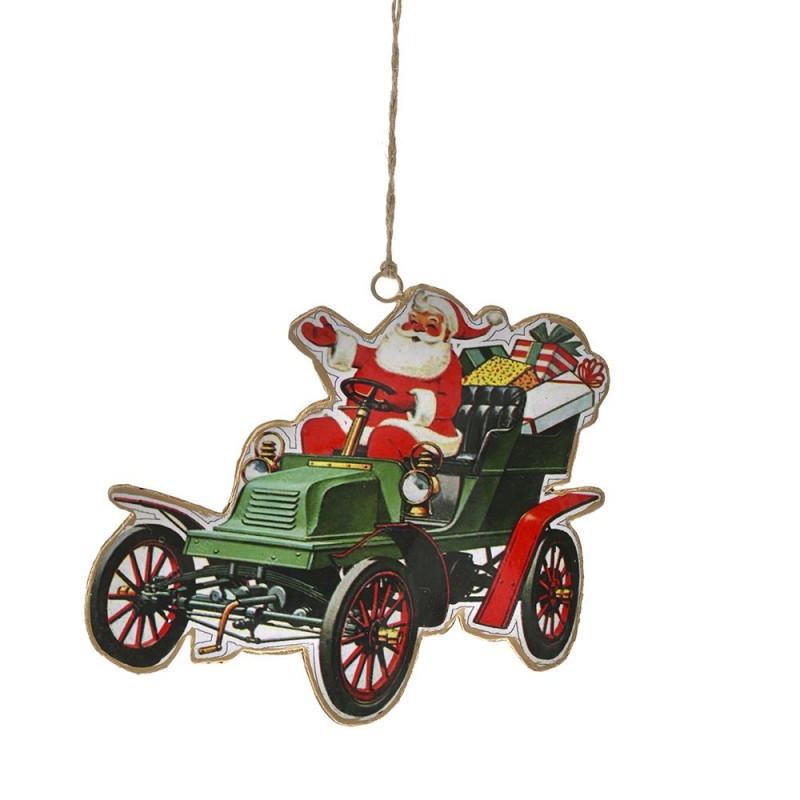 Κρεμαστό Στολίδι Μεταλλικό Αμάξι Με Άγιο Βασίλη (15x12εκ.) Σετ 6τμχ. 79131