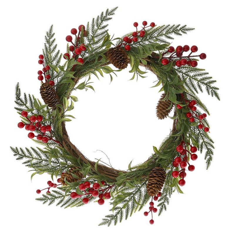 Ξύλινο Στεφάνι Με Φύλλα Και Berries  (42εκ.) 79711