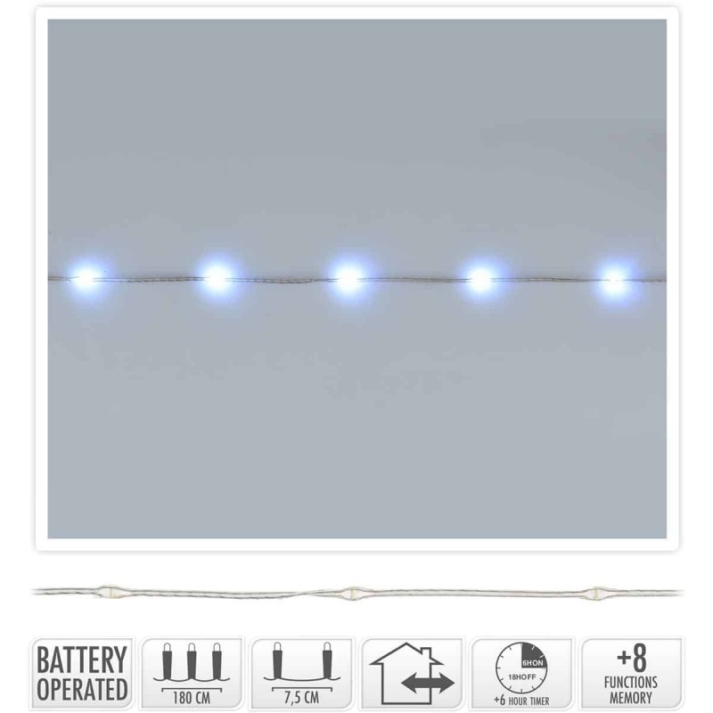 Χριστουγεννιάτικα Φωτάκια Μπαταρίας Λευκό Πάγου/Διάφανο (24led)  015240