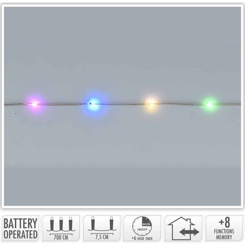 Χριστουγεννιάτικα Φωτάκια Μπαταρίας Πολύχρωμα/Διάφανο (96led) 01578