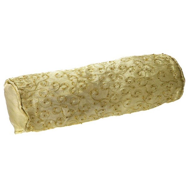 Υφασμάτινο Χρυσό Μαξιλάρι Kαραμέλα Με Γέμισμα (50x15εκ.) 19158