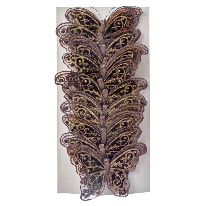 Καφέ Υφασμάτινη Πεταλούδα - Σετ 12τμχ. 31437