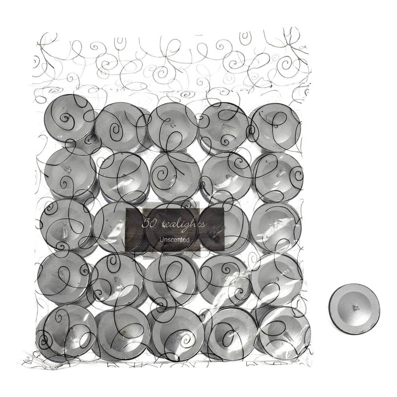 Κερί (4εκ.) Ασημί Ρεσώ - Σετ 50τμχ. 36022