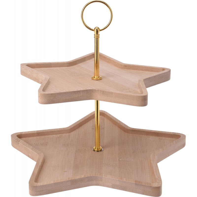 Διώροφη Γλυκιέρα Αστεράκι Ξύλινη (27x27x25εκ.) 360760