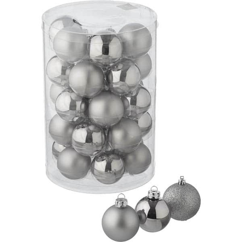 Μπάλα Γυάλινη Χριστουγέννων Ασημί - Σετ 12τμχ. (6εκ.) 44522