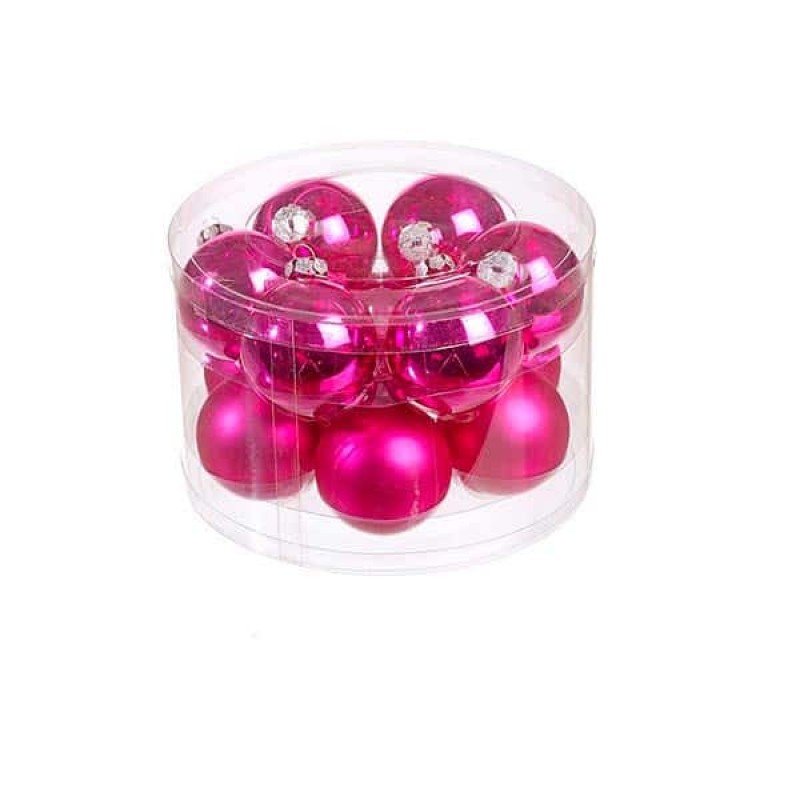 Μπάλα Γυάλινη Φουξια - Σετ 12τμχ. (6εκ.) 47272
