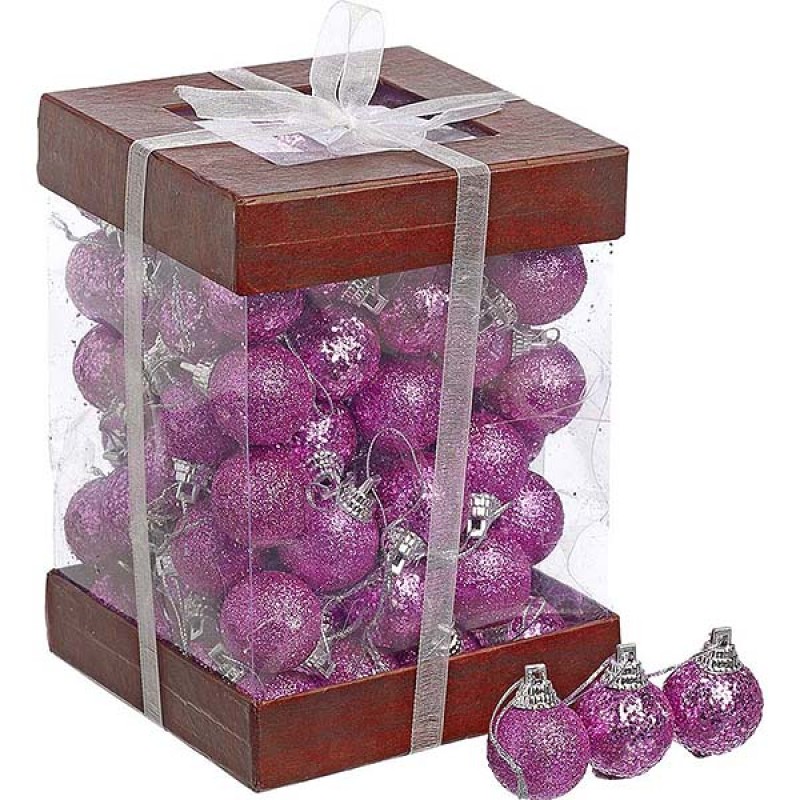 Χριστουγέννιάτικη Μπάλα Φελιζόλ Ροζ - Σετ 96τμχ. (3εκ.) 47749