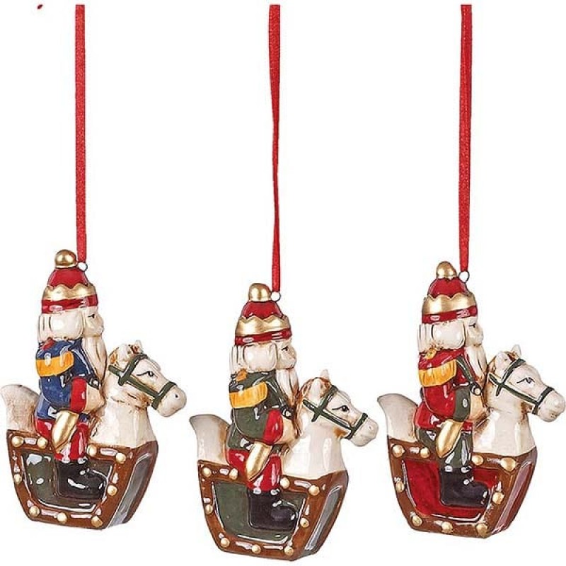 Κρεμαστά Κεραμικά Στολίδια Δέντρου - Σετ 3τμχ. (9εκ.) 48773