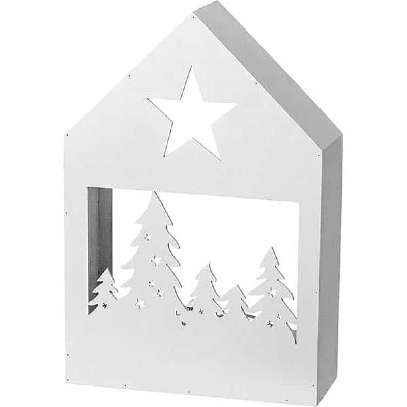 Χριστουγεννιάτικο Ξύλινο Λευκό Φωτιζόμενο Σπιτάκι (18x6,3x27εκ.) 52956