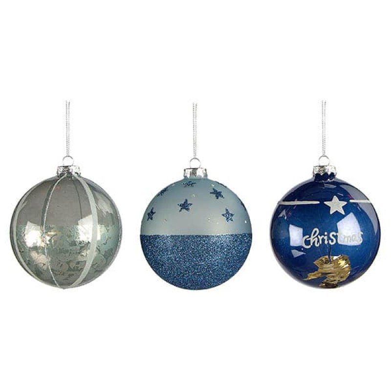 Mπλε Γυάλινη Μπάλα - Σετ 9τμχ. (10εκ.) 54591