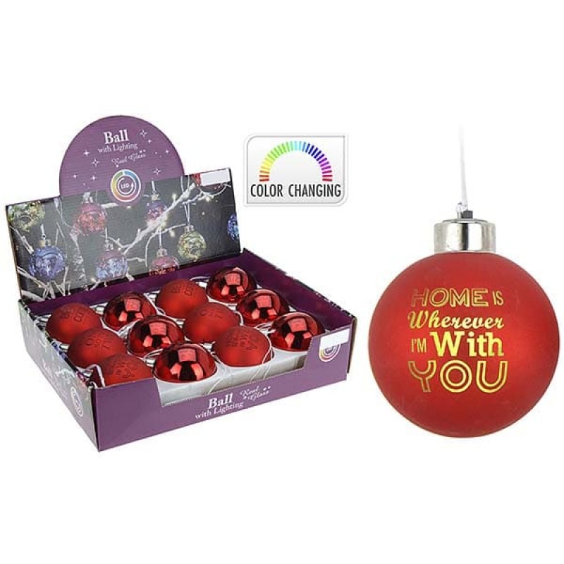 Μπάλα Γυάλινη Φωτιζόμενη Κόκκινη - Σετ 12τμχ. (6εκ.) 694684