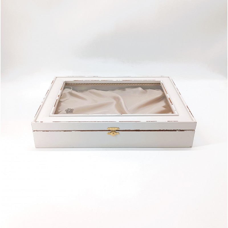 Στεφανοθήκη Ξύλινη Με Ύφασμα (33x26,5εκ.) Champagne Cottage White 239-545-63