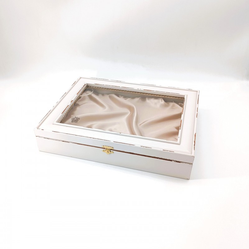 Στεφανοθήκη Ξύλινη Με Ύφασμα (33x26,5εκ.) Champagne Cottage White 239-545-63