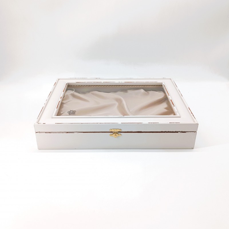 Στεφανοθήκη Ξύλινη Με Ύφασμα (33x26,5εκ.) Champagne Cottage White 239-545-63