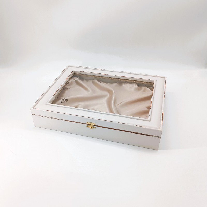 Στεφανοθήκη Ξύλινη Με Ύφασμα (33x26,5εκ.) Champagne Cottage White 239-545-63